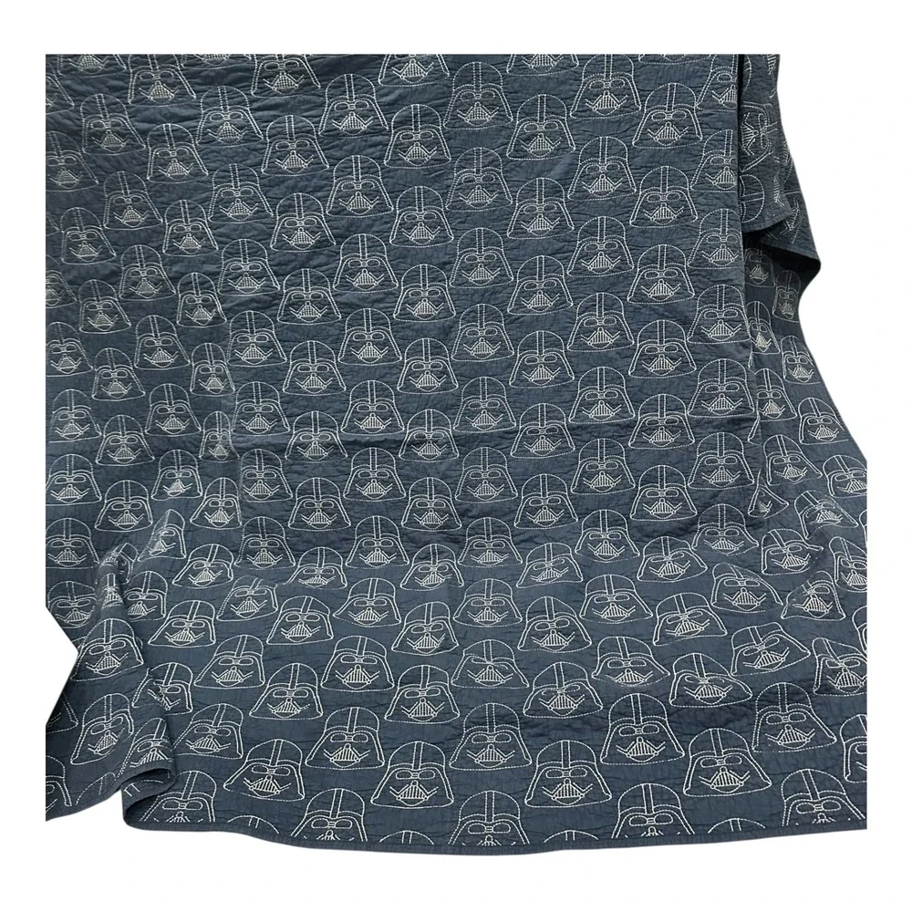 Pottery Barn Kids Star Wars Darth Vader Navy Blue F/Q Quilt and 1 Sham Set